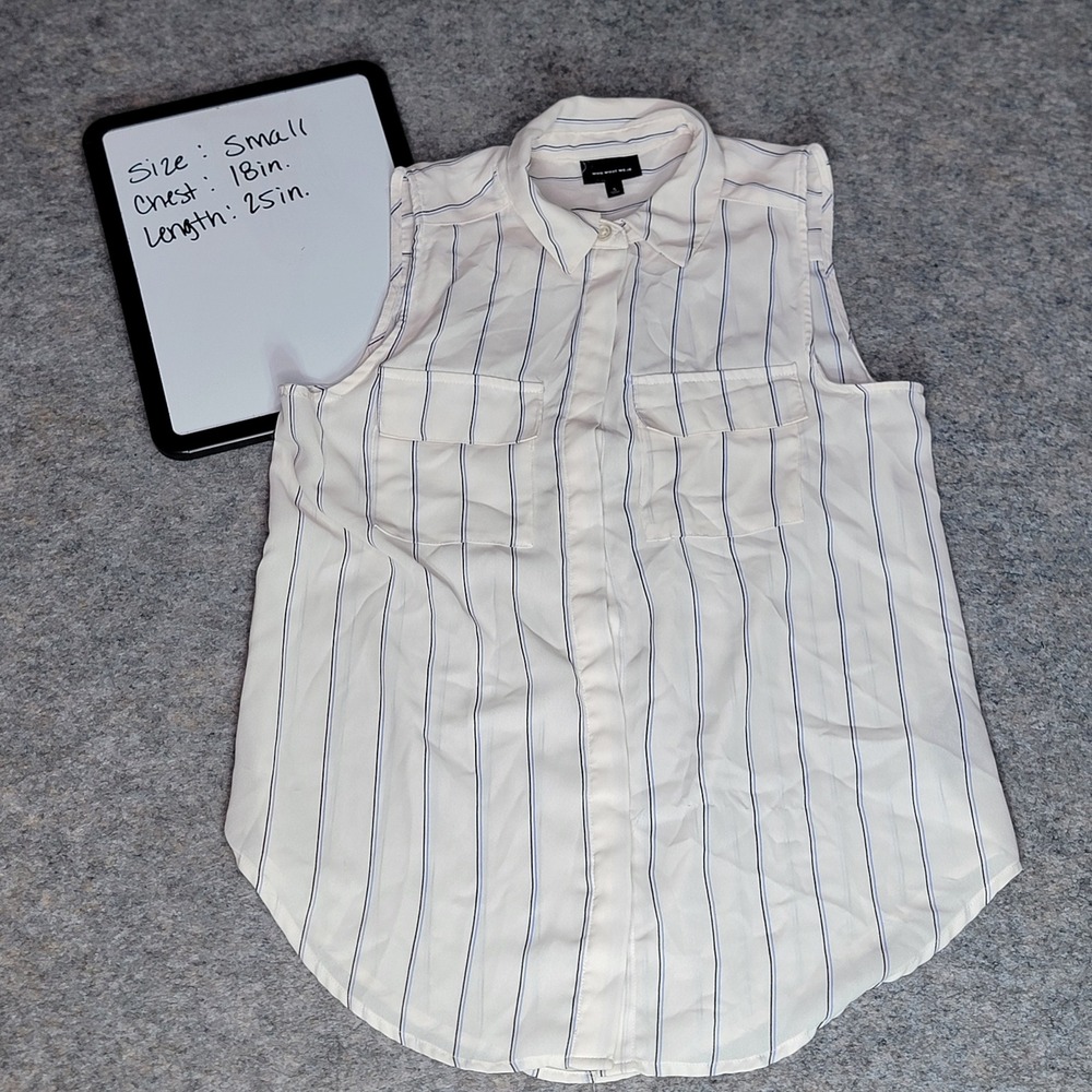 Who What Wear Sleeveless Top‎ Small Striped Button Down Shirt Blouse